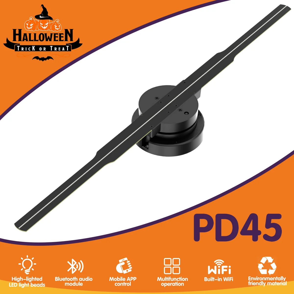 YHPD45 3D Holographic Projection 3D Fan For Advertising Display 45cm Hologram Projector 3d Hologram Light 244 Full Color LED