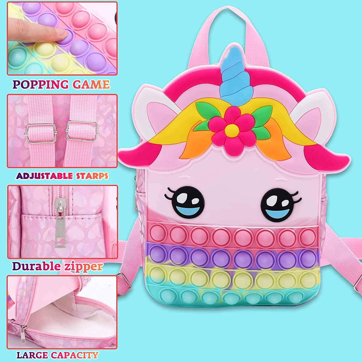 Push Pop Bubble Fidget Toys 2022 Silicone Shoulder Bag Fidget Backpack School Bag For Girls