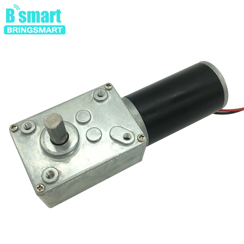 BringSmart 1.6-70kg.cm high torque worm gear motor 24v brush  dc motor 12v low rpm for robot price dc worm geared motor