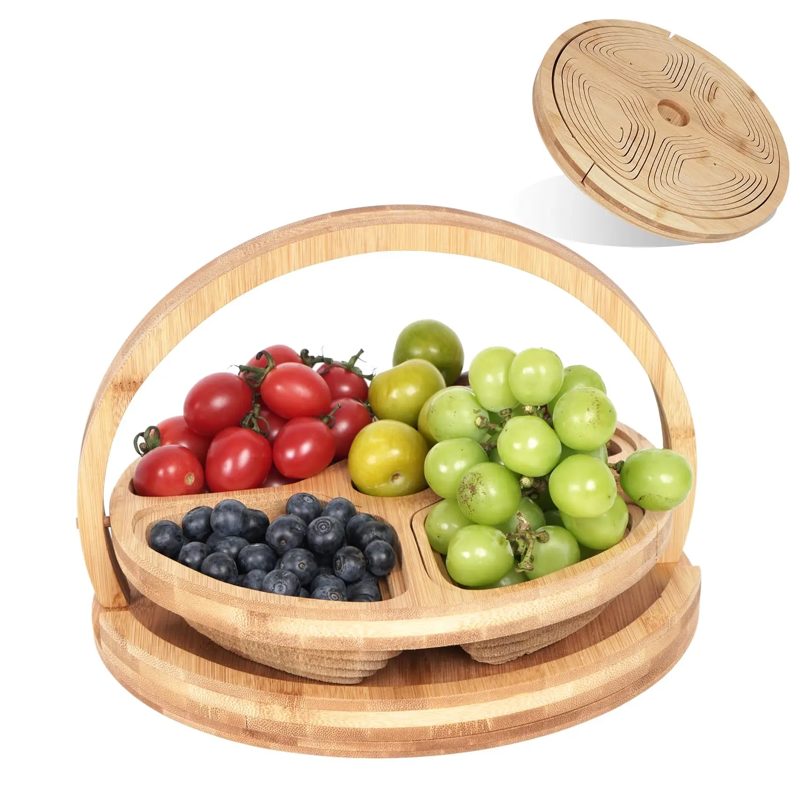 Factory Customized Foldable Vegetable Storage Basket Multi-style Fruit Bowl Holder Basket Bamboo Fruit Storage Baskets