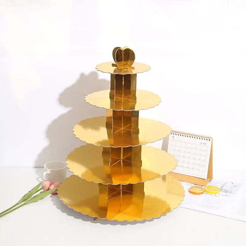 TS hot sale  5 tier dessert cake paper stand for themed birthday wedding party decoration dessert cake display play stand