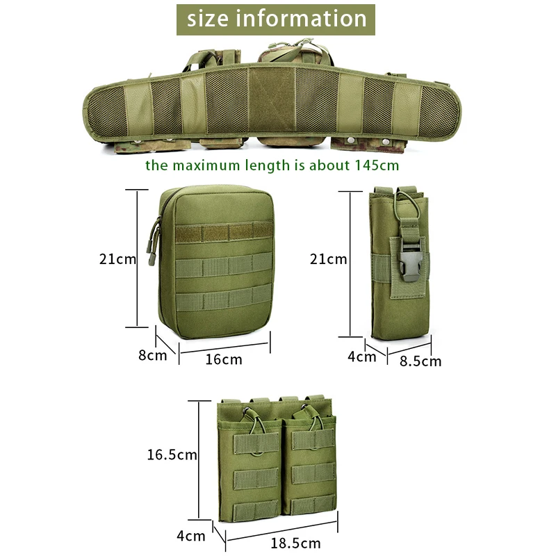 Outdoor Tactical Waist Set Wear resistant detachable Hunting Belt MOLLE Camouflage Oxford Cloth Waterproof CS training Belt