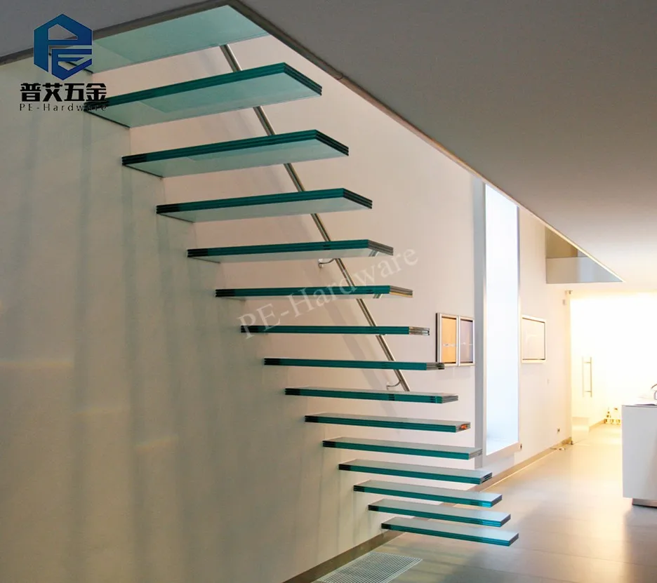 modern new floating glass stair design tempered glass staircase