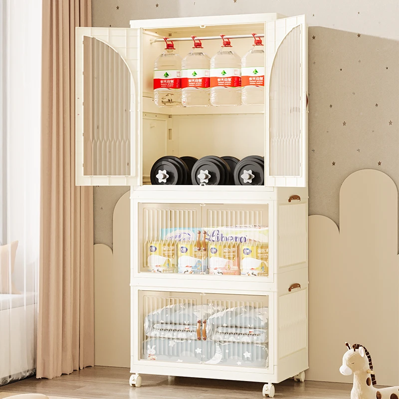 Modern Collapsible Plastic Storage Wardrobe Cabinet Foldable Organizer Bath Drawer for Bed Sheets Bedroom Furniture