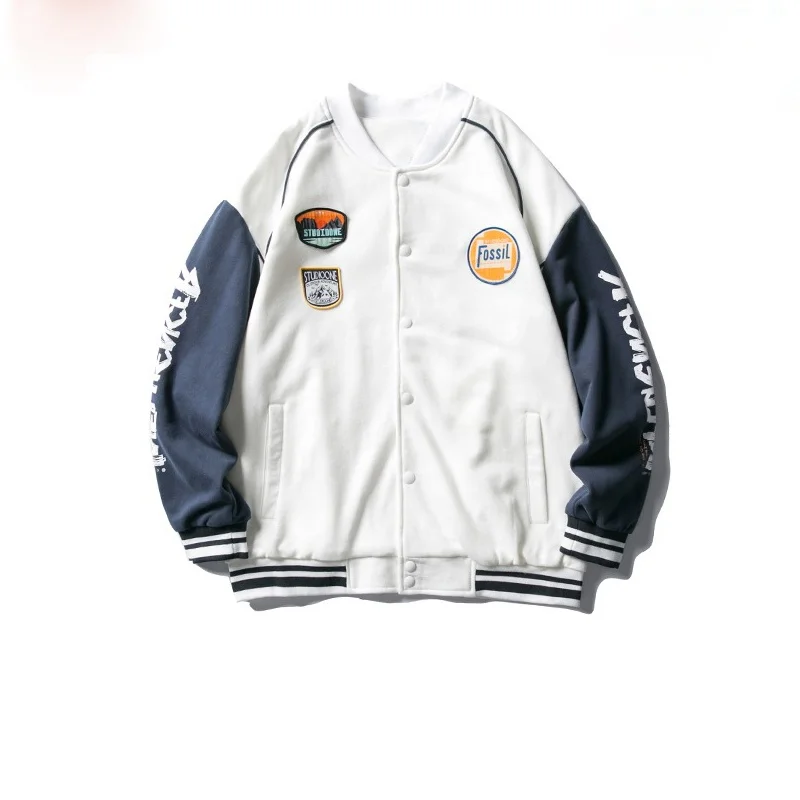 OEM Shoulder Knot Custom Men Women Oversize Jacket Cotton Blend Street Coat letterman Jacket