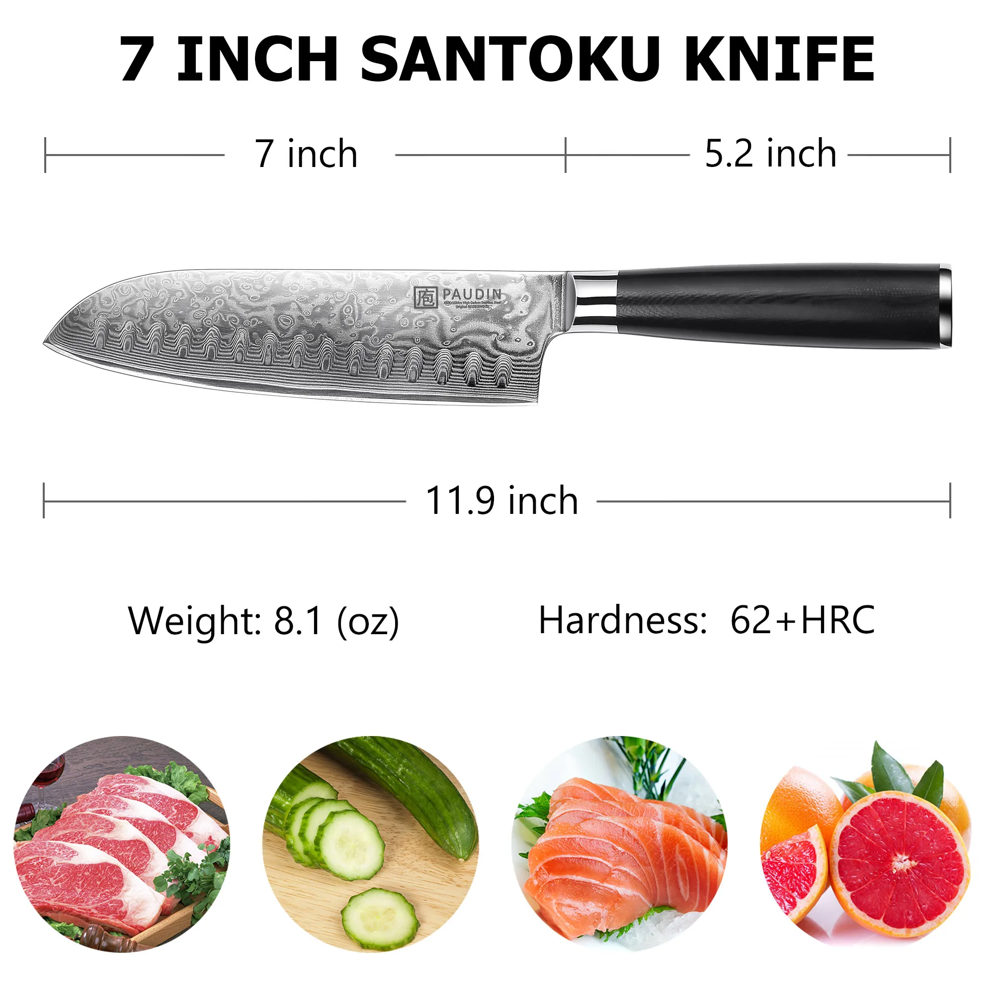 7 Inch High Quality 67 Layer Damascus Steel With Ergonomic Black G10 Handle Santoku Knife Kitchen Chef Knife
