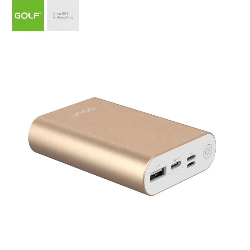 GOLF Aluminium Slim Power Bank Type C Lighting Polymer External Battery Charger Customized Metal Mini Power Bank 10000mah