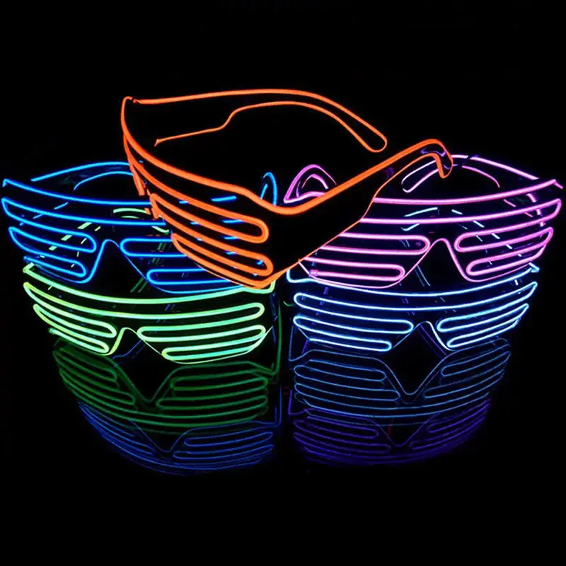 Light Up Shutter El Wires for Neon Rave Glasses Glow Flashing colorful Plastic Rechargeable El USB led wedding Glasses