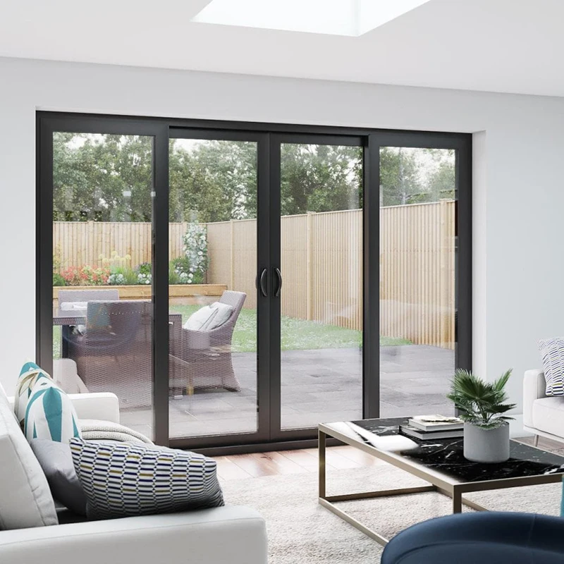 George Black Color Thermal Break Aluminum Doors Glass Hinged Front French Door Exterior Patio