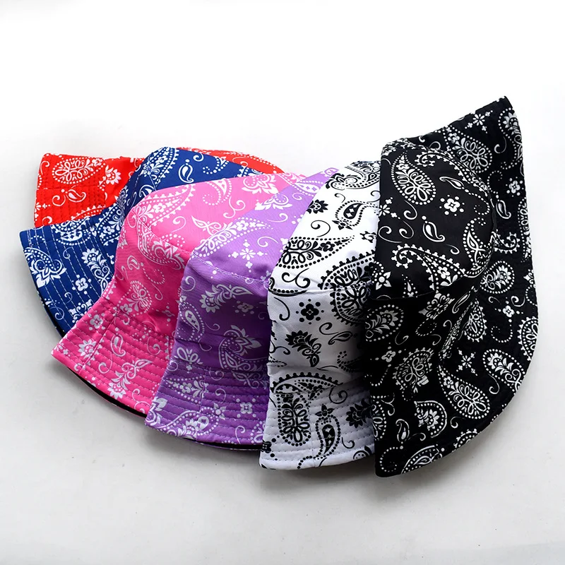 Korea ins cashew flower double-sided fisherman hat summer can be customized logo trendy men street all-match sunscreen hat