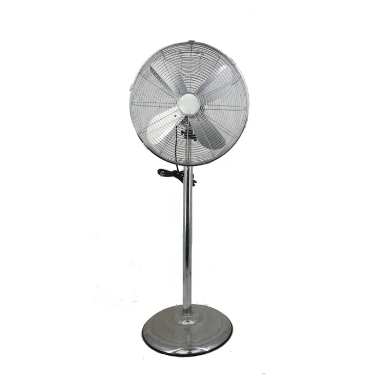 Oscillating stainless steel base gold silver strong power 14 Inch 4 metal blade large industrial stand pedestal fan