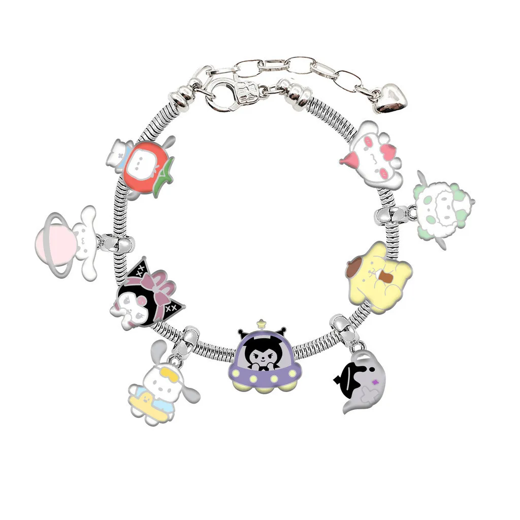 Cute Cartoon Anime Kuromi Pochacco Pendant Bracelets for Women Student Beaded Bracelet Party Jewelry