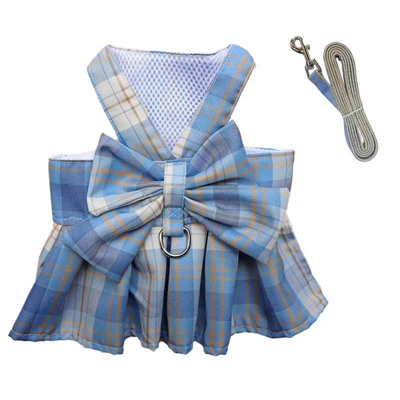 JK plaid skirt Pet traction rope fashion and adjustable  dog harness