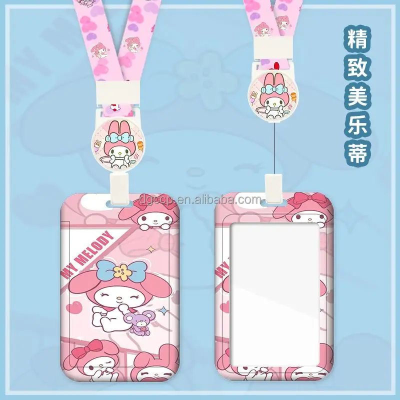 Easy to pull buckle telescopic hanging rope Anime KT Card Holder Lanyard Anti-Lost Name Badge Bus Work ID Card Case with Lanyard