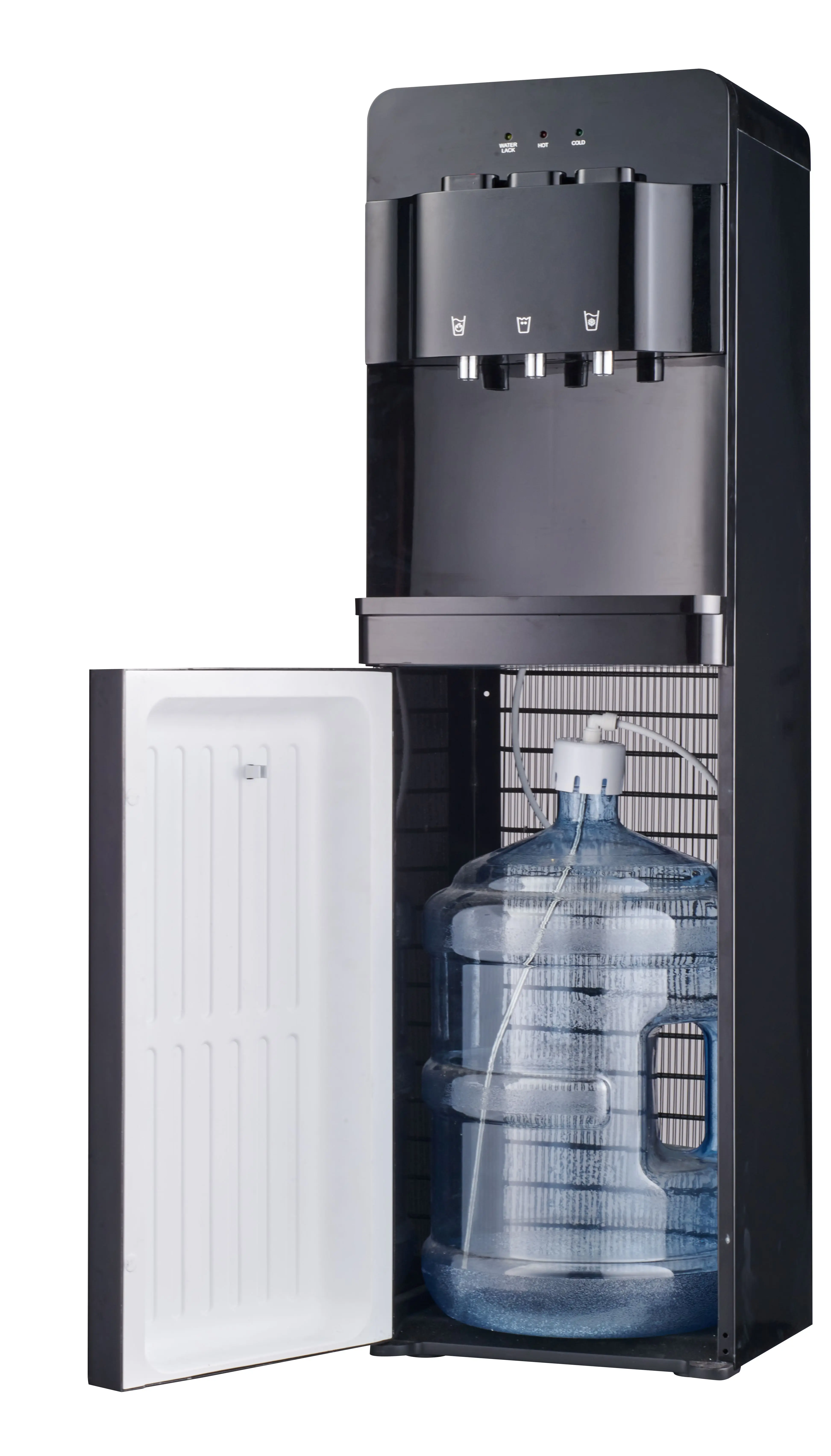 Vertical Hot Cold Warm 3 Taps Compressor cooling Water Dispenser YLR-2-5-V93BLB black water cooler with refrigerator