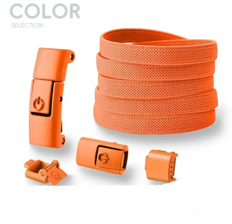 2024New Lazy Elastic Shoelace colorful Metal Button Press Buckle Flat shoelaces No Tie Sneakers colorful Shoelaces