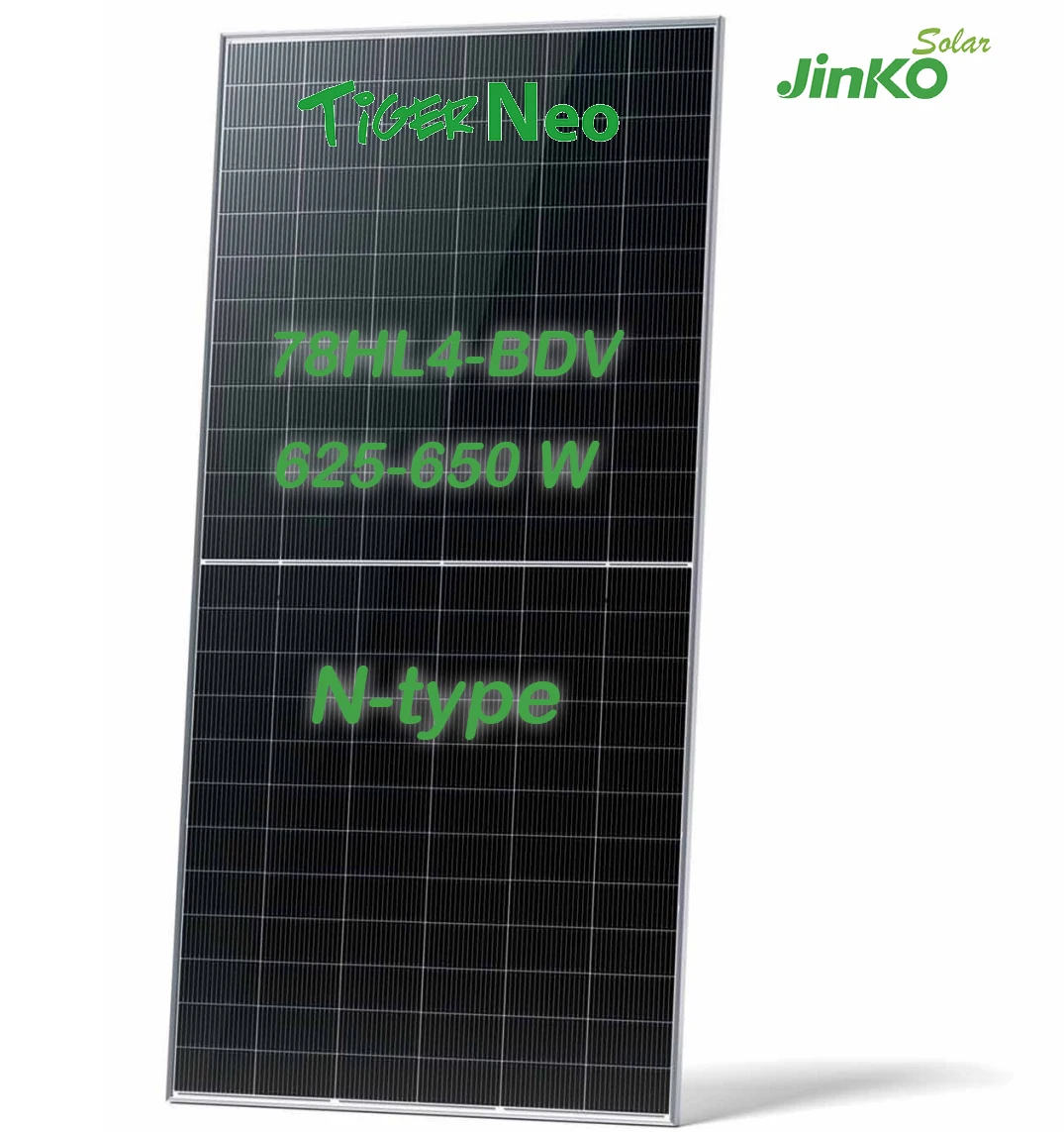 Солнечная панель Jinko N-типа 78HL4-BDV 625 Вт 630 635 640 645 650 Тигр Нео бифациальный PV модуль