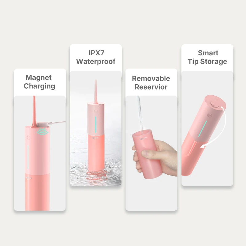 Water Dental Flosser Teeth Cleaning 5~160PSI 200ML Cordless Braces Flossers Cleaner Portable Oral Irrigator for Travel Home