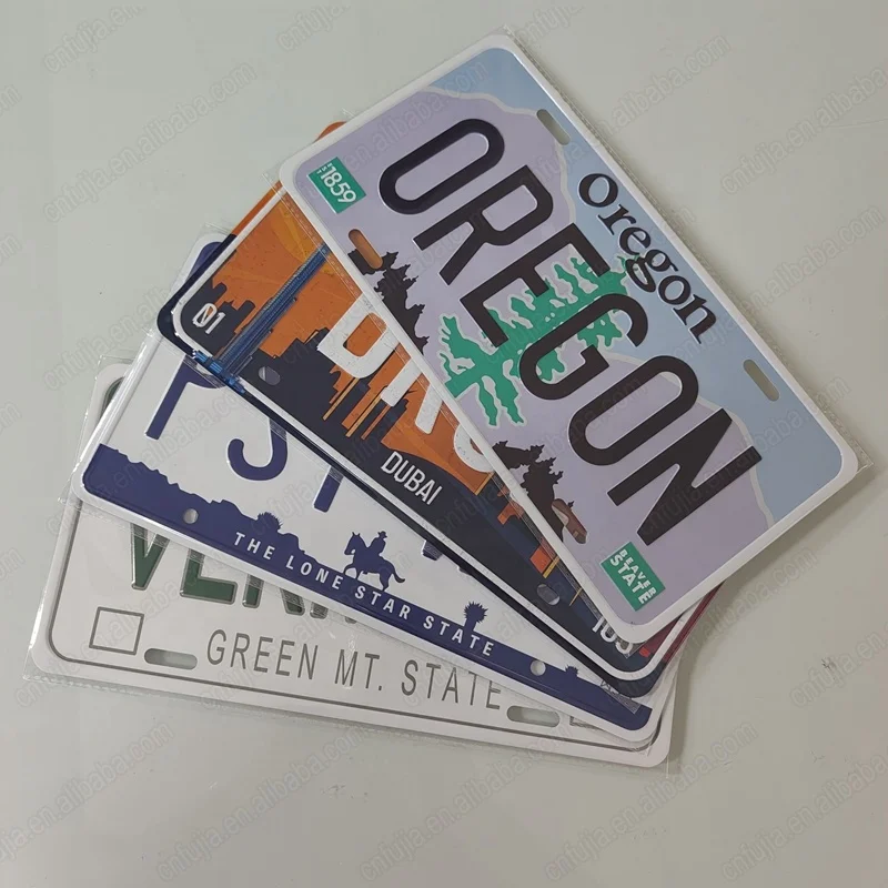 Home Wall Decor Souvenir Embossed Aluminum Metal Car License Plate