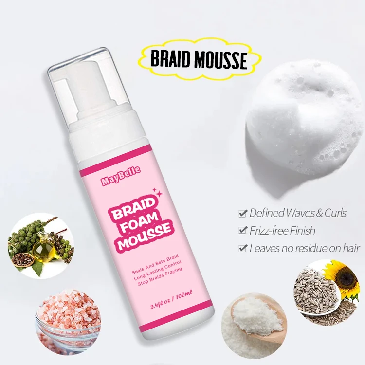 No Frizz 100ml Long Lasting Mousse For Hair For Braids For Brand Private Label Shining Braiding Mousse Braid Mousse