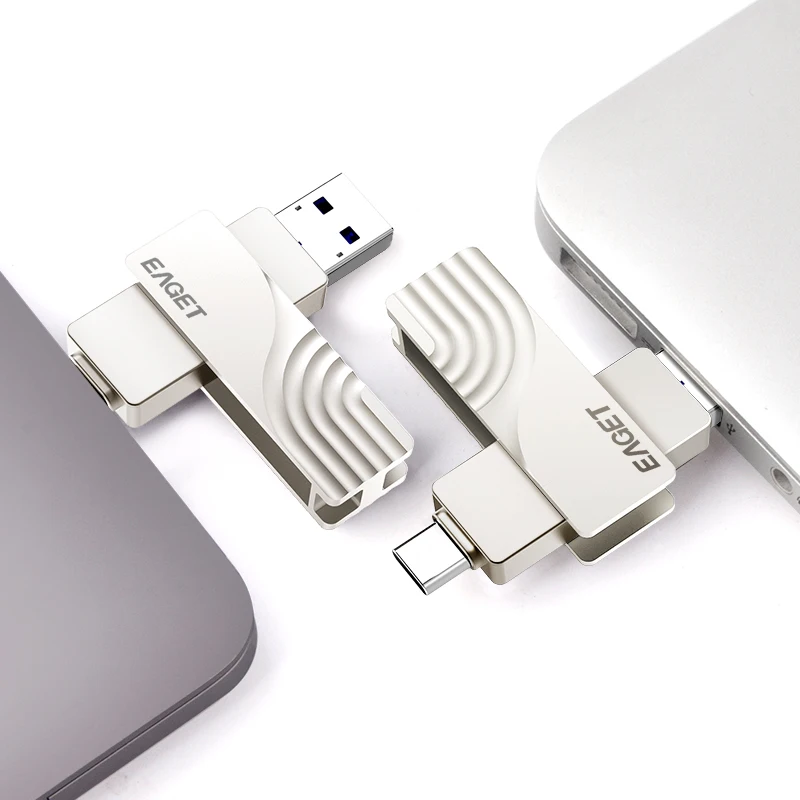 EAGET Pendrive CF30 128GB High Speed Metal Memory Disk PCBA&Type-C USB Flash Drive for PC/Phone