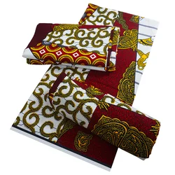 Hot Sale 100% Cotton Veritable African Wax Print Fabric Block prints  Wax African Ankara Fabric 6 yards Loincloth