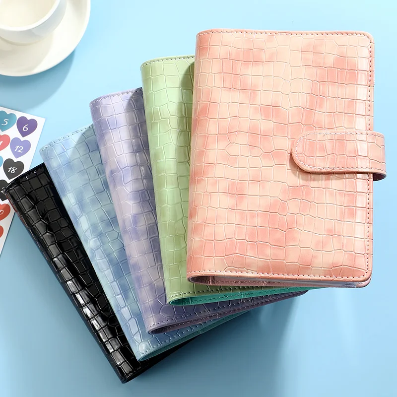 PU Leather Alligator Pattern Macaron Notebook Binder Book Cover with card slot agenda planner organizer stationery A6 A5