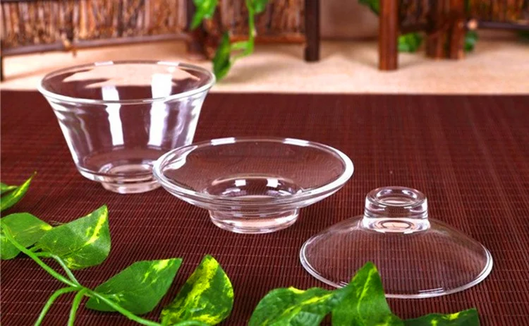 Modern 200ml Clear Borosilicate Glass Gaiwan Saucer Cover Handmade Gongfu Teapot Brewing Cup for Coffee Drinkware for Travel