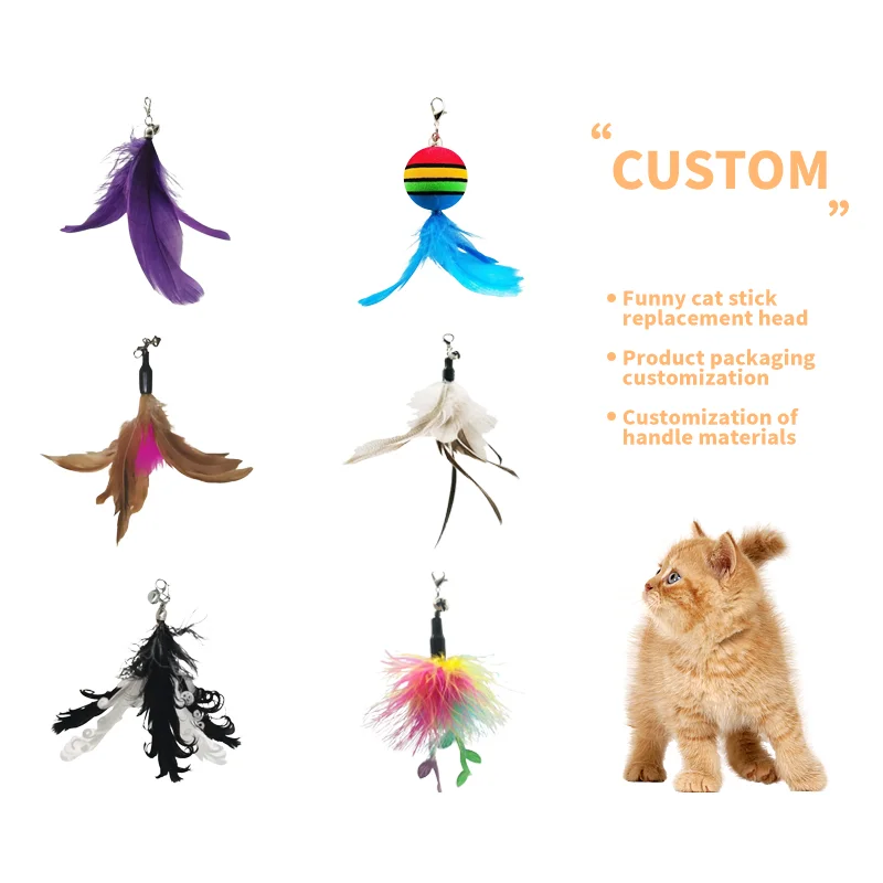 OEM Factory Cat Teaser  Eco-Friendly Steel Wire Pet Changeable Suction Cup Simulation Bird Rotating Feather Stick Cat Toy