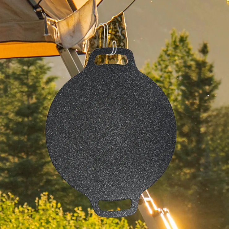 Ready to ship Multipurpose Korean Style Die-cast Aluminum Raffinate Outdoor Food BBQ Round Non Stick Griddle Grill Pan