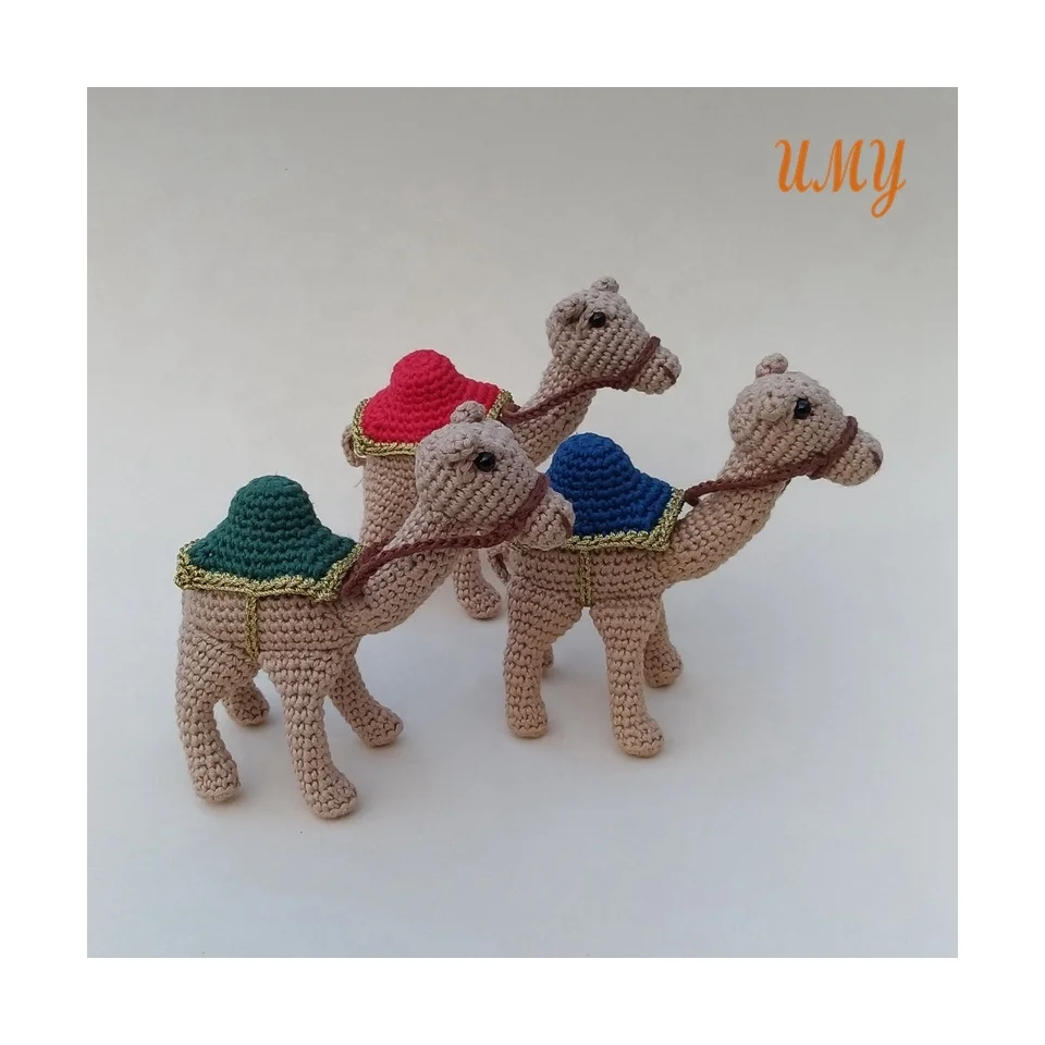 Nativity Set Knitted Soft Crochet Amigurumi Custom Plush Knit Cotton Stuff Doll Handmade Eid Stuffed Toy Camel