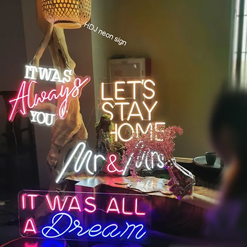 Custom LED Neon Signs Light Wedding Party Happy Birthday Personalized Design Neon Bulbs Wall Decor