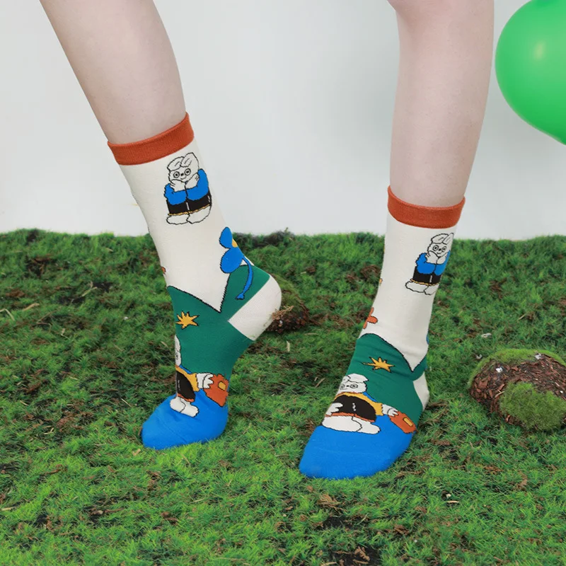 happy design crew high cut mix matched odd custom mismatching socks