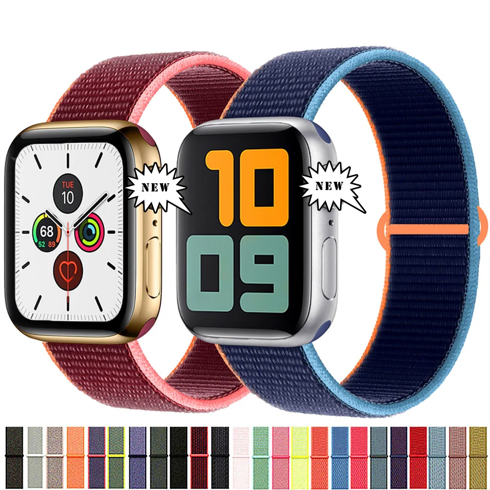  Ремешок нейлоновый для Apple Watch 44 мм 40 42 38 спортивный браслет-петля iWatch Series 6 SE 5 T500 W26 X7