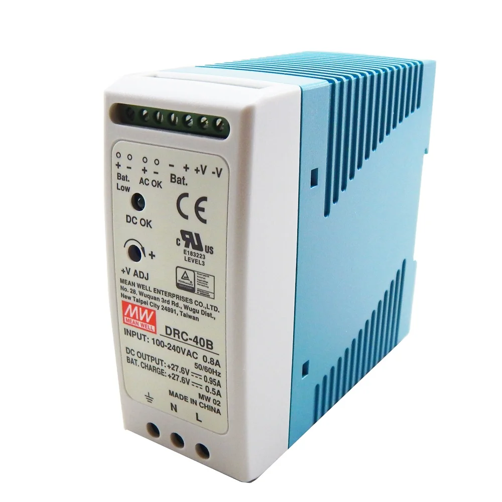 Mean Well DRC-40B 40W Single Output with Battery Charger (UPS Function) AC/DC Power Supply Din Rail Meanwell