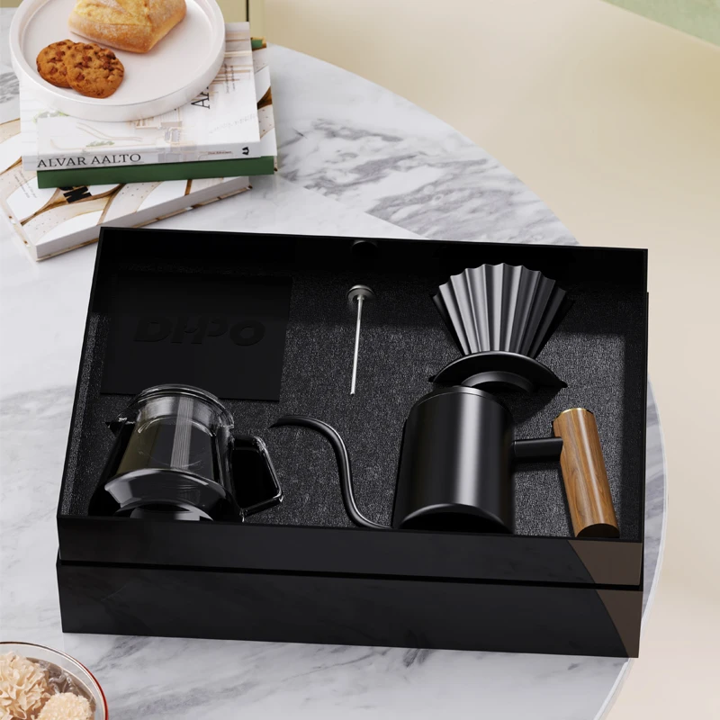 DHPO High Quality 300ml Drip Pour Coffee Making Tools Durable Home Use Brew Coffee Set Elegant Europe Gift Box Home Coffee Shops