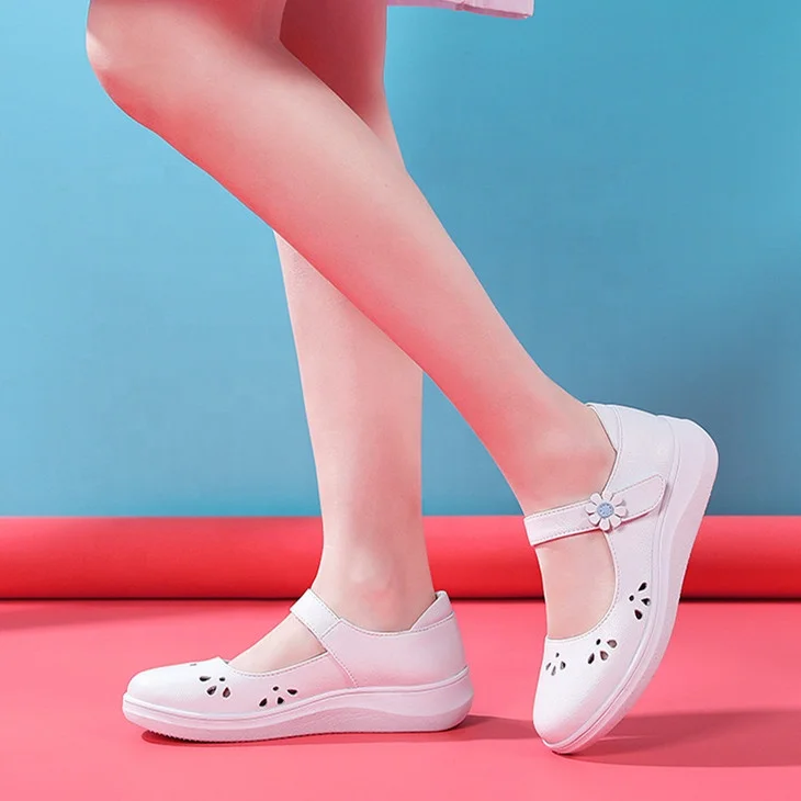 Manufacturers Wholesale White High Quality Leather Nurses White Shoes Females