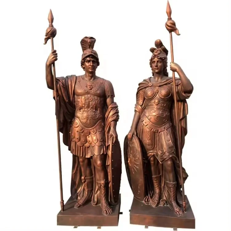Factory Price Resin Roman Warrior Sculpture Fiberglass Western Soldier Statue Crafts