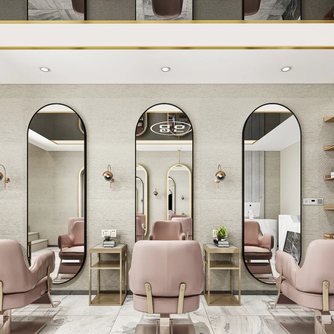 Factory Supply Large Gold Long Home Decor Wall Hanging Vintage Decoration Metal Frame Oval Wall Mirror miroir espejo spiegel