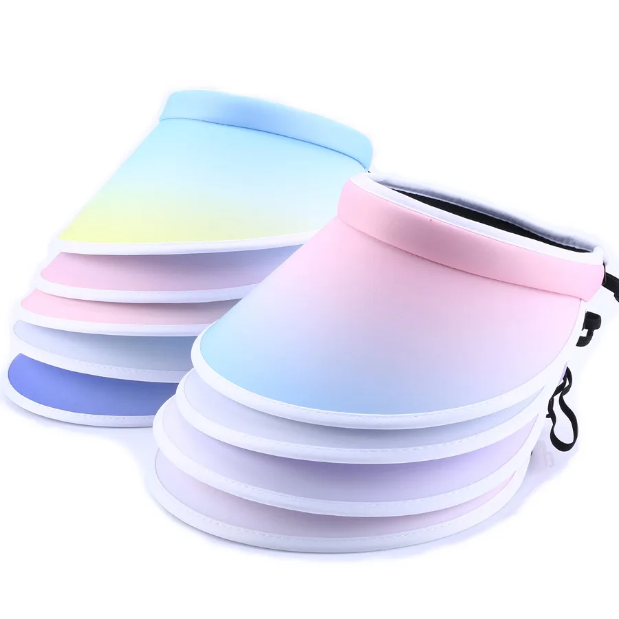 Plain Adjustable Outdoors Visor Cap Sun Hats Summer Wide Brim Empty Top Cap With Sun Protection Visor Caps  For women
