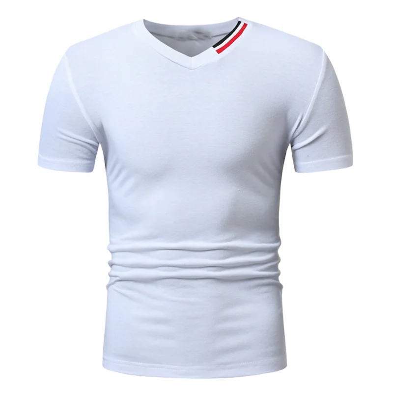 Мужская Удобная футболка из мягкого хлопка с V-образным вырезом