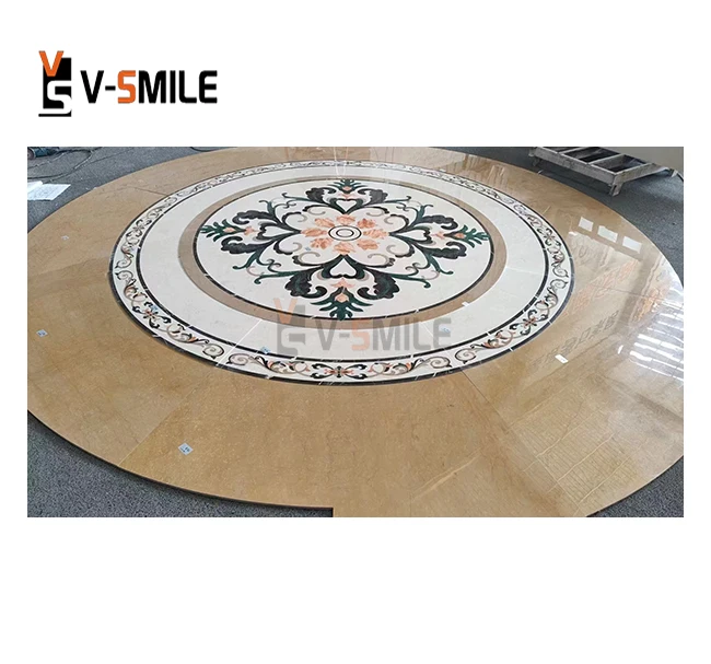 luxury flower design Waterjet Round marble tile Floor Medallion for sale