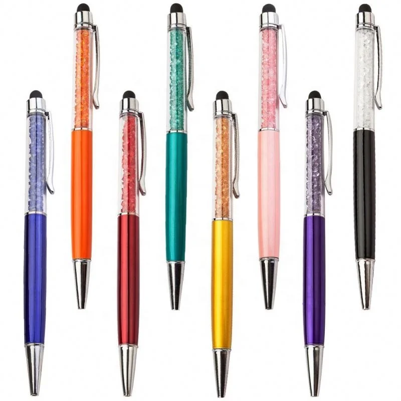 
Many Colors Promotional Metal Crystal Ballpoint Pen Custom Logo Screen Crystal Stylus Pen 