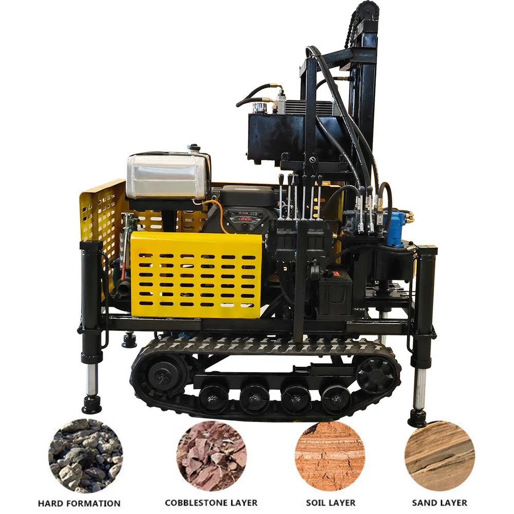 150m 180m 200m hydraulic borehole crawler mounted portable water well drilling rig for sale