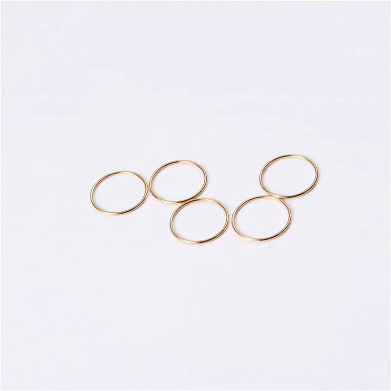 18K Plain Gold Seamless Dainty Line Rings Stainless Steel Trendy Simple Gold Plated Jewelry