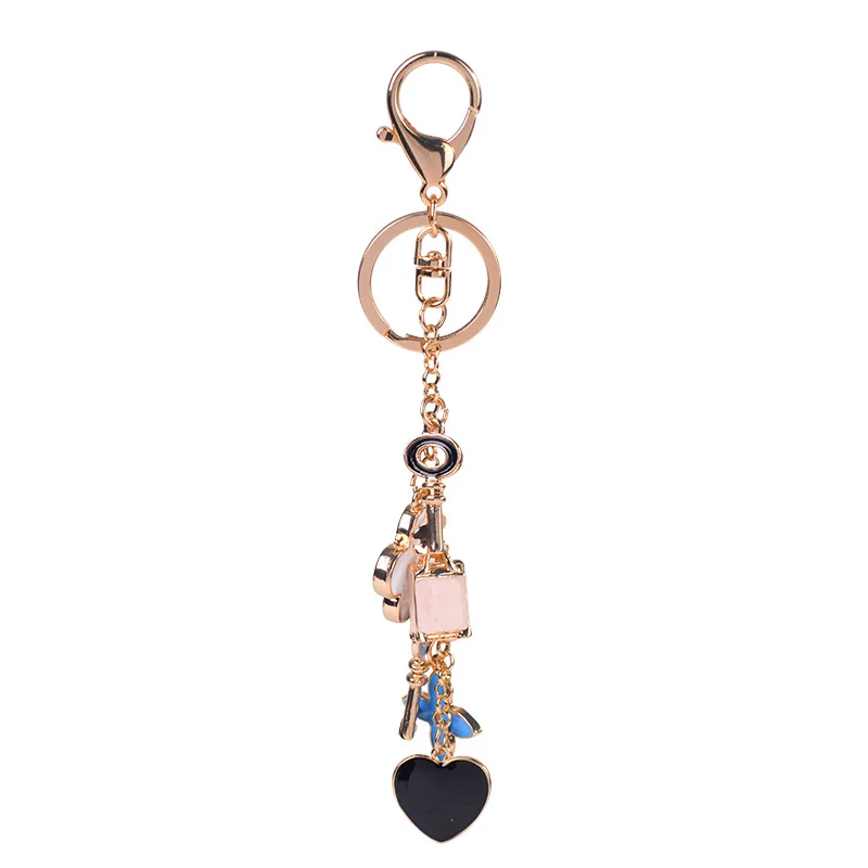 Korean Style Love Key Holder Metal Crystal Keychain Key Chain Lovely Pendant Gift Charm Keyring (KC359C)