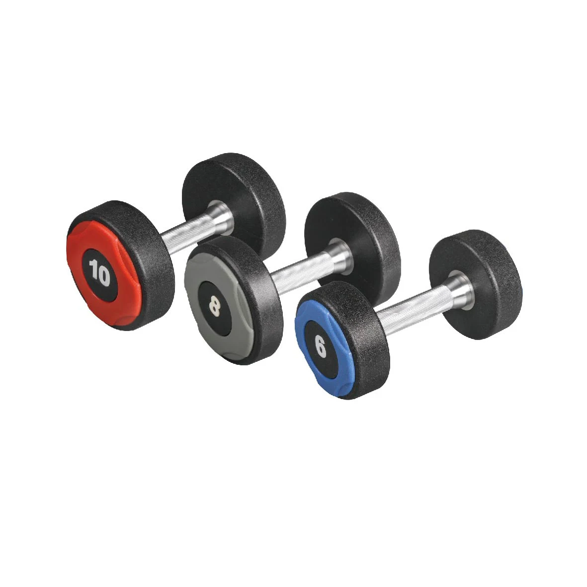 Полиуретановая гантеля для тяжелой атлетики, тренажерный зал, резиновая гантеля с круглой головкой, полиуретановая гантеля