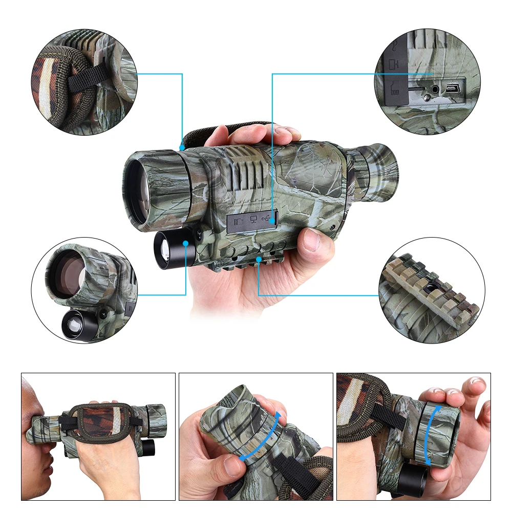 Camouflage 5X40 Monocular Digital Night Vision camera Infrared Day and Night vision hunting telescope scope