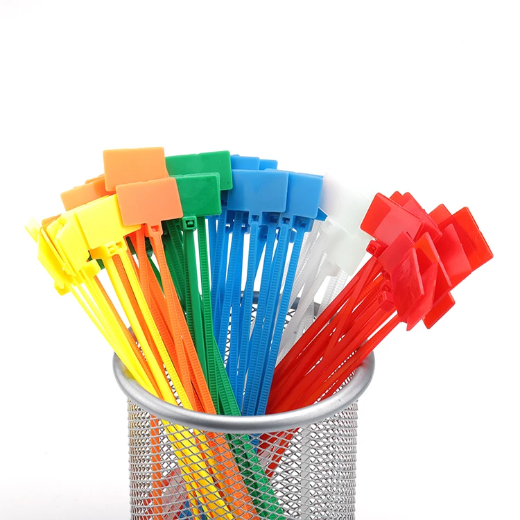 In Stock Free Sample Factory Hot Sales Nylon Cable Tie Colored Write Wire Cable Label Mark Tag Nylon Self-Locking Plastic Ties
