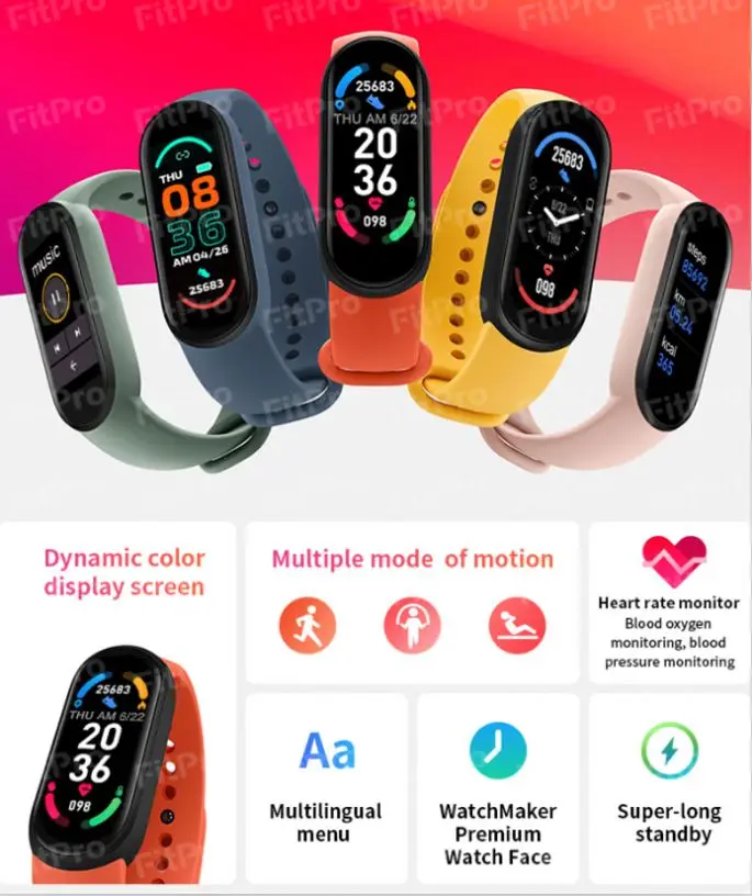 M6 Smart Watch Wholesale M6 Fitness Tracker OLED Display Heart Rate Monitor Waterproof Sport Bracelet Activity Tracker Wristband